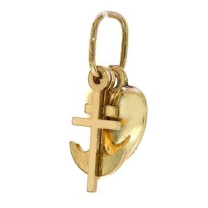 14k Yellow Gold Faith, Hope & Love Charm